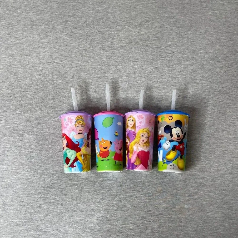 Zak Designs Disney & Peppa Pig 16 Oz. Sports Tumbler w/Lid and Straw 4 PCS. Set